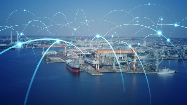 Industrial technology concept. Communication network. INDUSTRY 4.0. Factory automation.