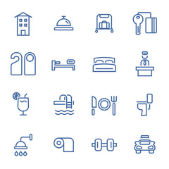 hotel services icons set flat design