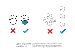 social distancing new normal concept use mask and keep distance 1 meter