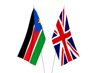 Fototapeta na wymiar Great Britain and Republic of South Sudan flags