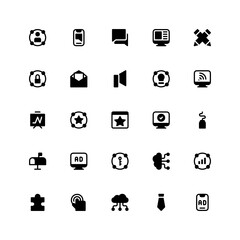 Set of digital marketing, promotion glyph style icon - vector