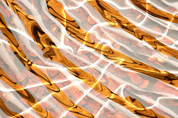Coin art in golden waves 3D