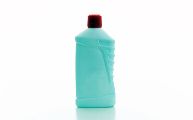 Cleaning detergent container isolated against white background.
