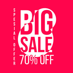 Big sale banner special offer on pink background.