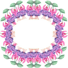 decoration fuchsia flower frame round