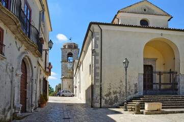 A church in a square in Montefusco, an old town in the province of Avellino, Italy.