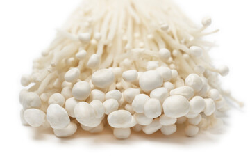 Fototapeta na wymiar Fresh white enoki mushrooms close up
