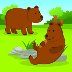 Bears. Two friendly brown bears.