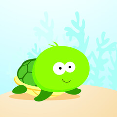 Cute turtle. Vector illustration of a cute turtle.