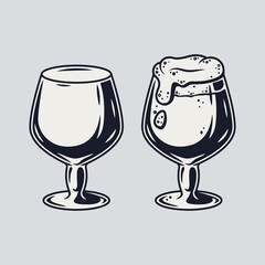 Set of beer mug with foam bar menu