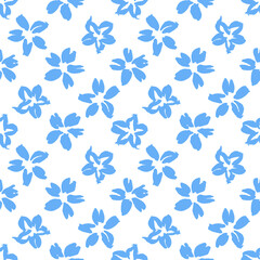 seamless vector pattern with blue flowers