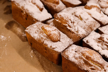 fresh bakery. fresh bread on a wooden table