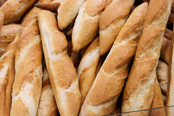 fresh bakery. fresh bread on a wooden table