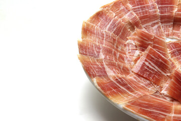 Plato de jamón ibérico con copy space
