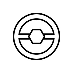 Steering wheel car line icon