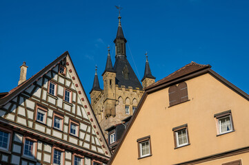 The historical old town of Bad Wimpfen, Germany with the so called blue tower in the background