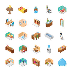 
Hotel Isometric Vectors Pack 
