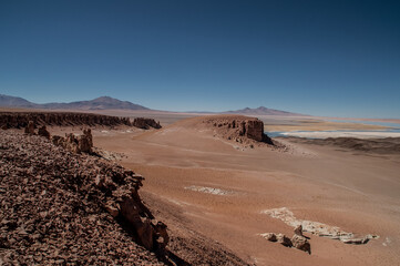 Fototapeta na wymiar Lonesome rockets in Atacama desert in Chile