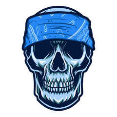 skull head gangster with bandana vector illustration isolated on white background