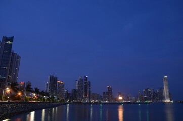 Fototapeta na wymiar Skyline of downtown Panama City at night