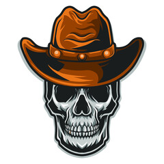 cowboy skull vector illustration isolated on white background