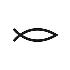 Christianity symbol fish isolated vector outline icon in flad