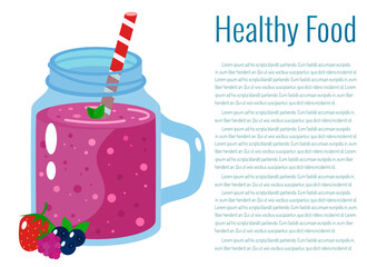 Berry smoothie vector illustration. Healthy eating concept