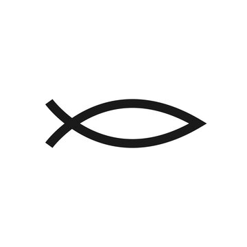 Christianity symbol fish isolated vector outline icon in flad