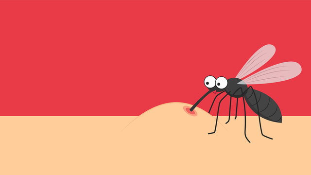 Mosquito bites. mosquito cartoon. wallpaper. free space for text. copy space.