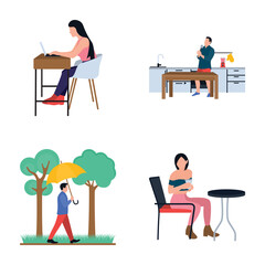 
Collection Of Daily Life Routine Flat Icons 
