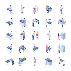 
Scientific Laboratory Isometric Icons Pack 
