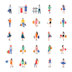 
Shopping People Flat Vectors Pack 
