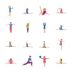 Fototapeta na wymiar Kids Exercise and Gymnastic Flat Icons Pack 