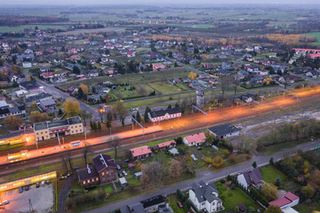 Fototapeta premium Drone view of Rogow village in Lodz Province, Poland