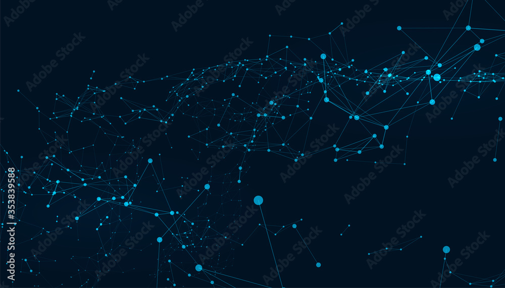 Wall mural abstract low poly connection lines digital technology background