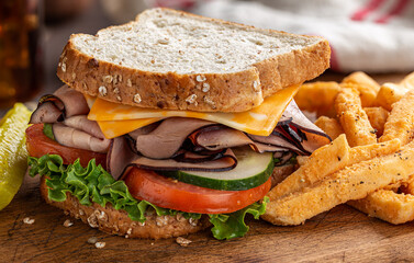 Ham and Cheese Sandwich With Lettuce and Tomato