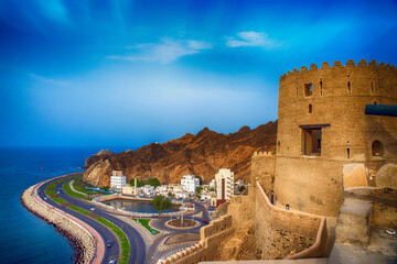 Muttrah Corniche in Muscat, Oman.  famous tourist places of sultanate of Oman.
