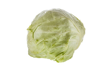 Obraz premium Fresh young cabbage isolated on white background. Spring green vegetables.