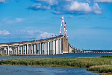 lThe Saint-Nazaire bridge is the longest bridge in France at 3,356 meters in length and spans the Loire estuary, France