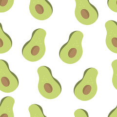 Avocado seamless pattern for fabric, print and organic, vegan, raw products packaging. Vector illustration.Texture for eco and healthy food.