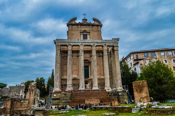 Fototapeta premium Ruins and debris of ancient and old Roman Forum in Rome Italy Europe