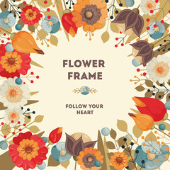 Fototapeta premium Vintage style flowers can be used as floral frames for invitations, cards, labels, discount cards, sales, for printing on paper and fabric.