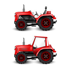 red tractor on white background. Agricultural transport for GARD