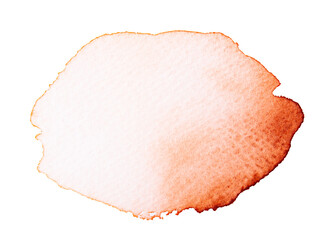 Abstract brown watercolor spot isolated on white background. Colorful aquarelle splash on paper, liquid splatter of paint