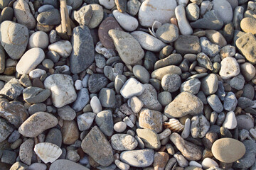Background of stones on the beach