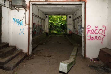 Old ruined rocket base in the forest from Czechoslovakia era at Devinska Kobyla mountain, Slovakia