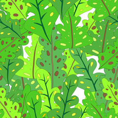 Summer seamless background with green leaves.