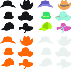 Custom Designs Summer Fashion Beach Accessories Hats Collection Mock ups templates illustrations Vectors