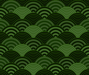 Green and black seigaiha luxurious japanese wave pattern.