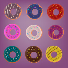 delicious sweet dessert donuts food with chocolate and cream